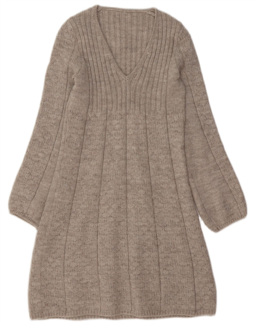 VINTAGE Damen Pulloverkleid UK 10 Small Beige Acryl