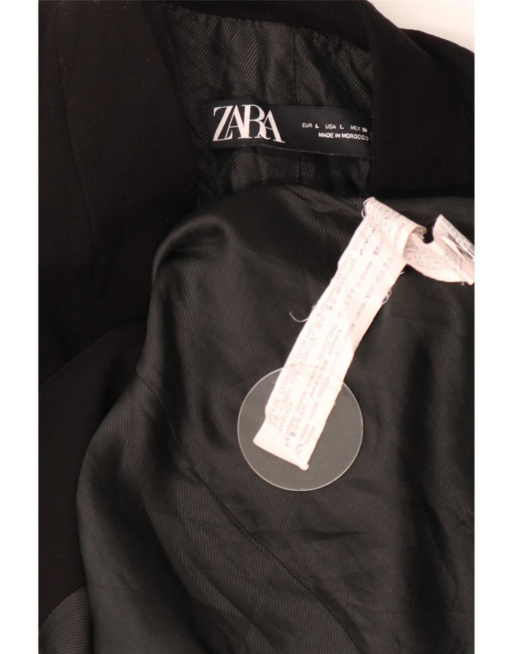 Zara Damen Mantel UK 16 Large Schwarz Polyester