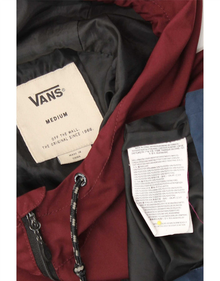 Vans Herren Kapuzenpullover Regenjacke UK 38 Mittel Burgund Farbblock