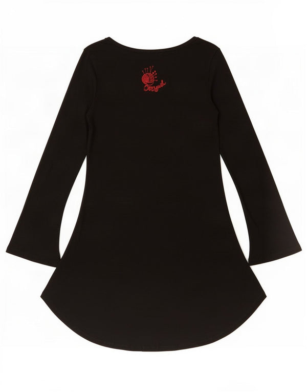 Desigual Damen Grafik-Langarm-A-Linien-Kleid UK 14 Large Black Floral