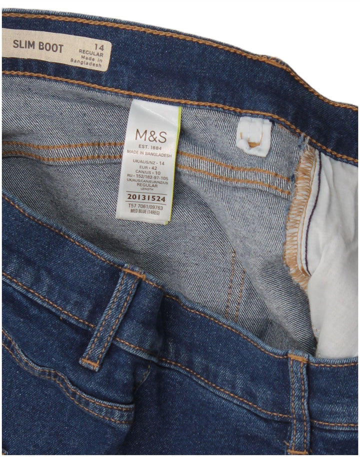Marks & Spencer Damen Regular Slim Bootcut Jeans UK 14 Large W34 L30 Blau