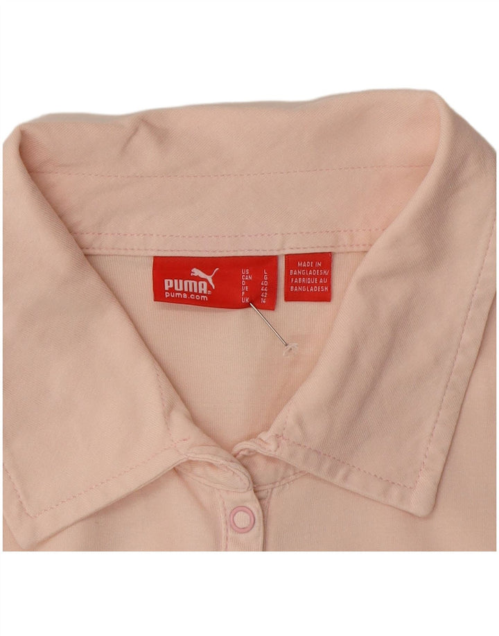 Puma Damen Langarm-Poloshirt UK 14 Mittelrosa