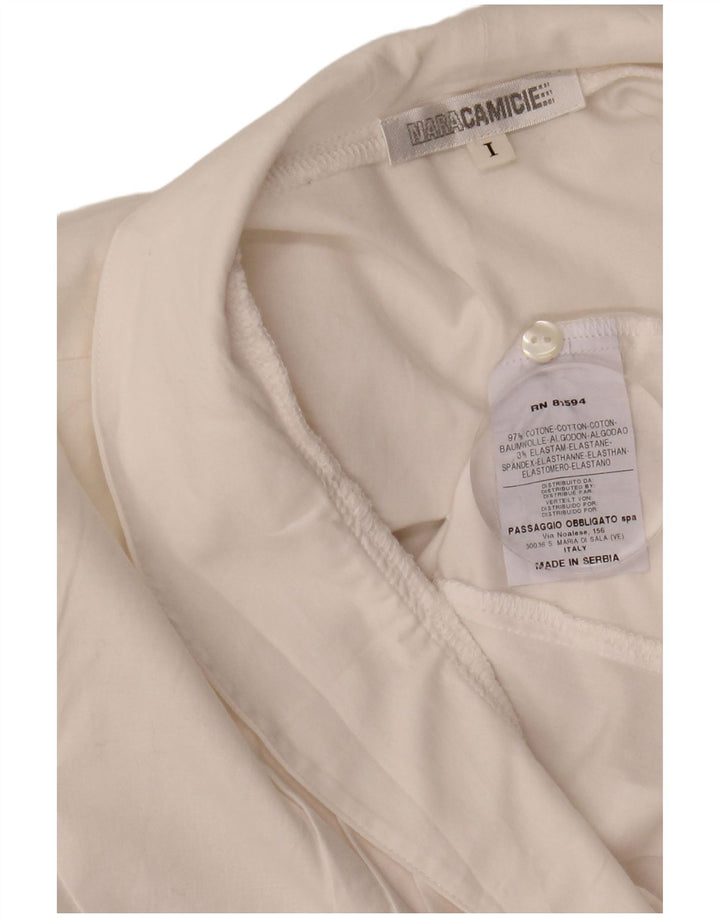 NARACAMICIE Damen Smokinghemd UK 12 Mittelweiße Baumwolle