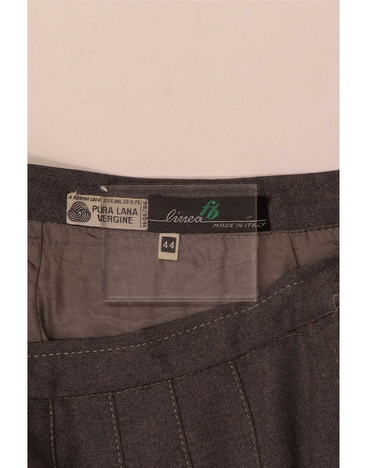 Vintage Damen Faltenrock IT 44 Medium W28 Graue Wolle