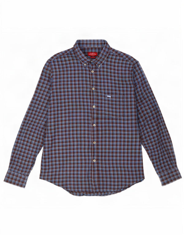 Carrera Herren-Flanellhemd mit normaler Passform, XL, blau kariert, Baumwolle