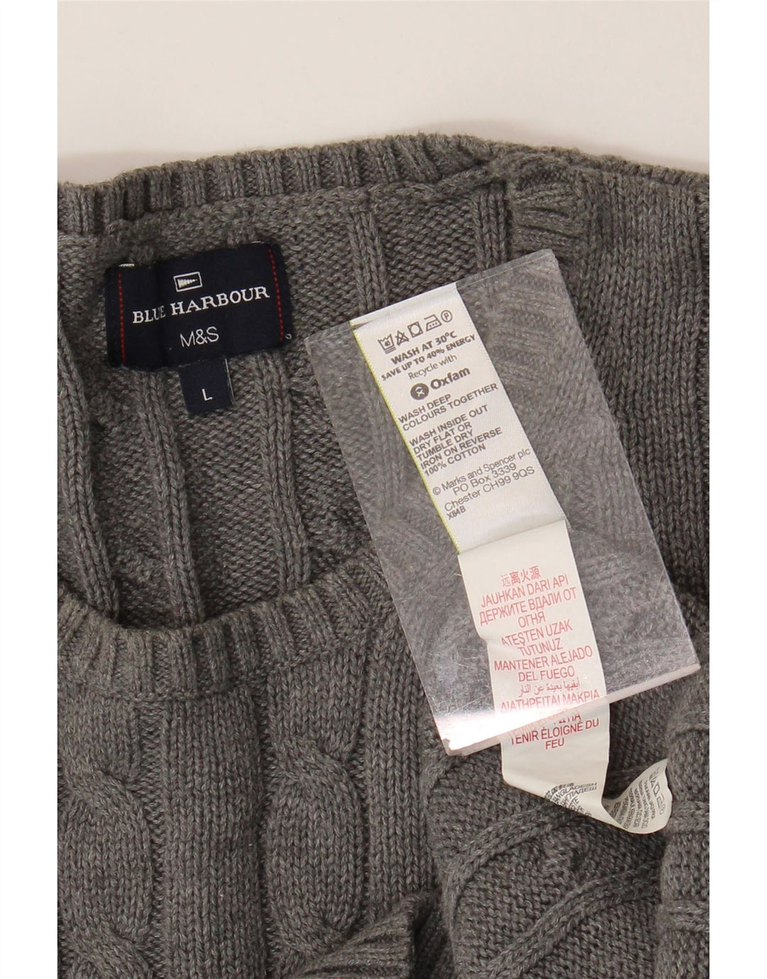 Marks & Spencer Herren-Pullover „Harbor“ mit Rundhalsausschnitt, Blau, Größe L, Grau