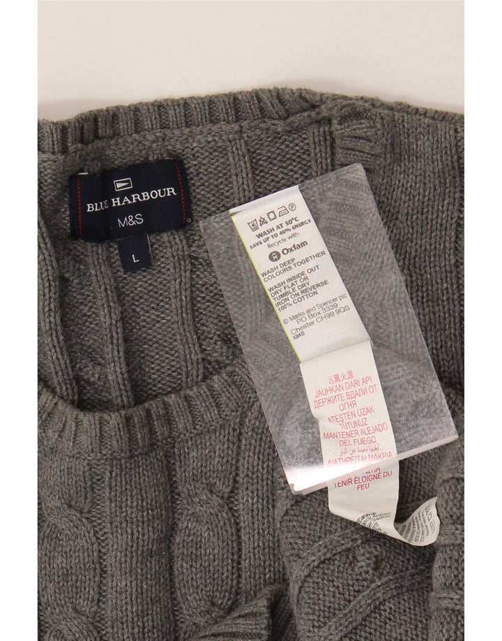 Marks & Spencer Herren-Pullover „Harbor“ mit Rundhalsausschnitt, Blau, Größe L, Grau