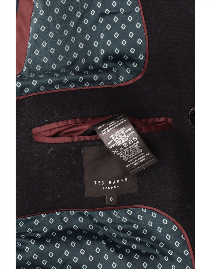 Ted Baker Herren Pea Coat Größe 6 2XL Schwarze Wolle