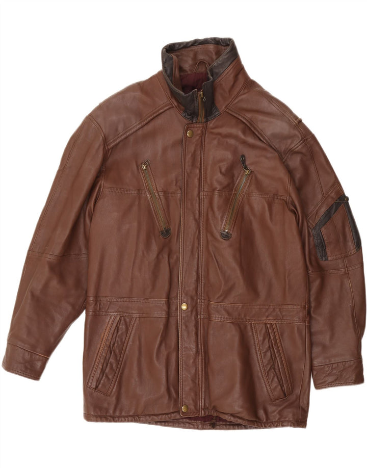 VINTAGE Herren Lederjacke IT 50 Großes braunes Leder