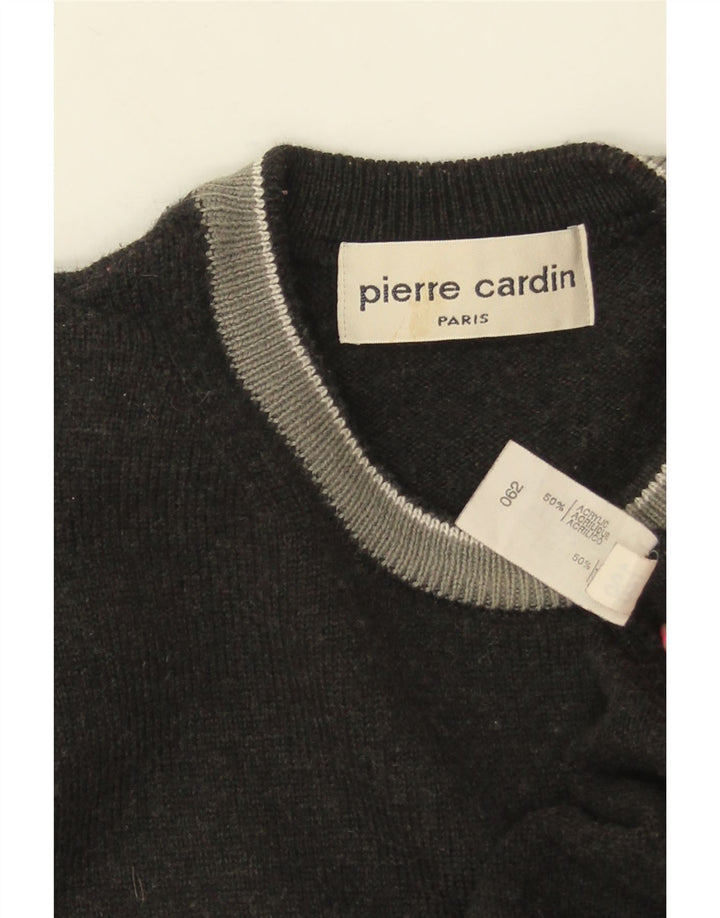 PIERRE CARDIN Herren-Pullover mit Rundhalsausschnitt, Mittelgrau, Farbblock