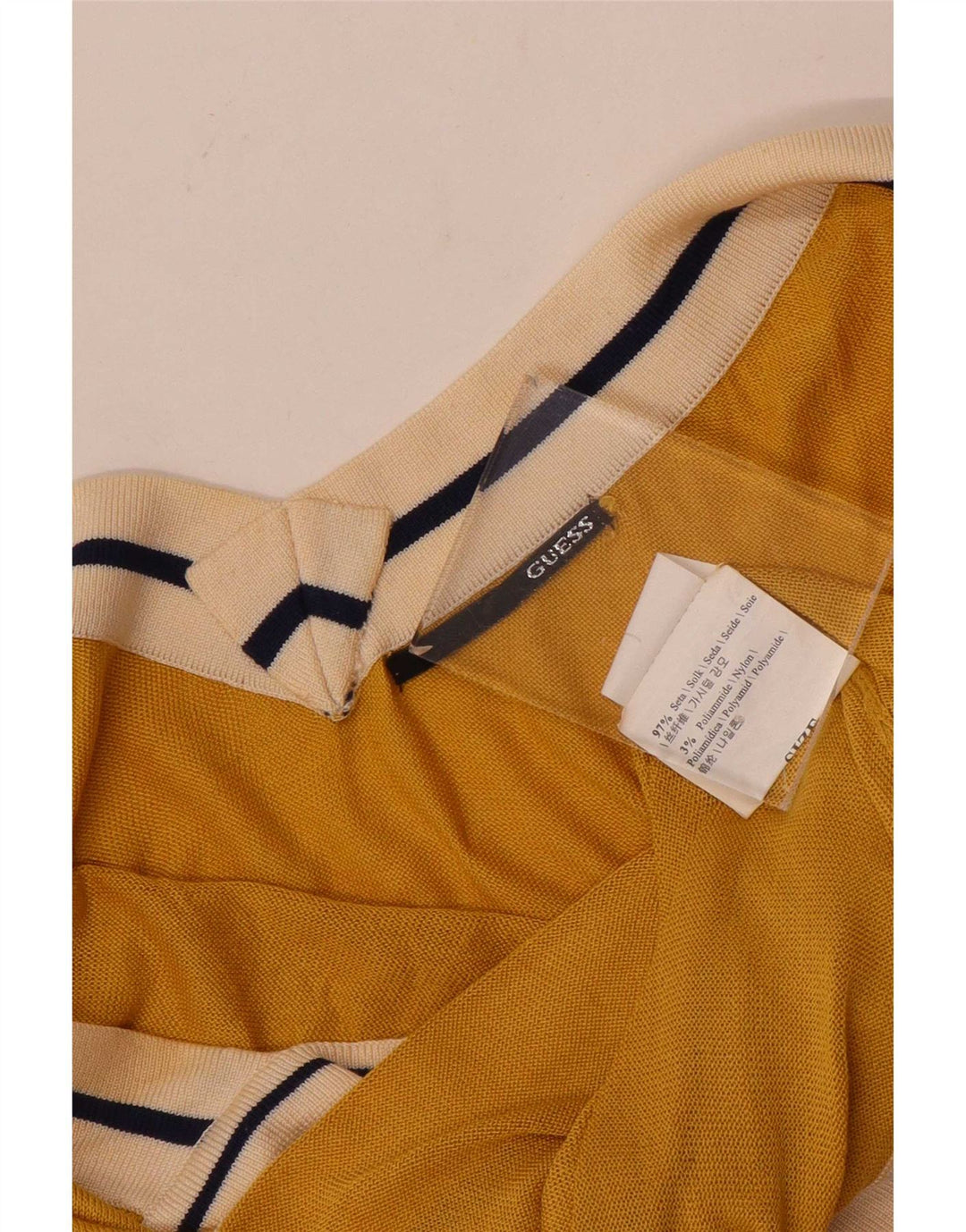 Guess Graphic Neckholder-Top für Damen, UK 12, mittelgelbe Colourblock-Seide