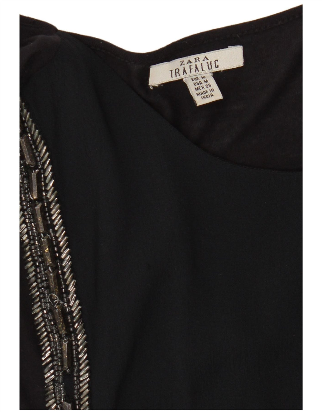 Zara Damen ärmelloses Blusenoberteil UK 12 Medium Schwarz