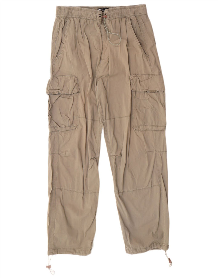 Gerade Cargo-Hose für Herren von Zara, Größe L, W32, L28, Khaki, Baumwolle