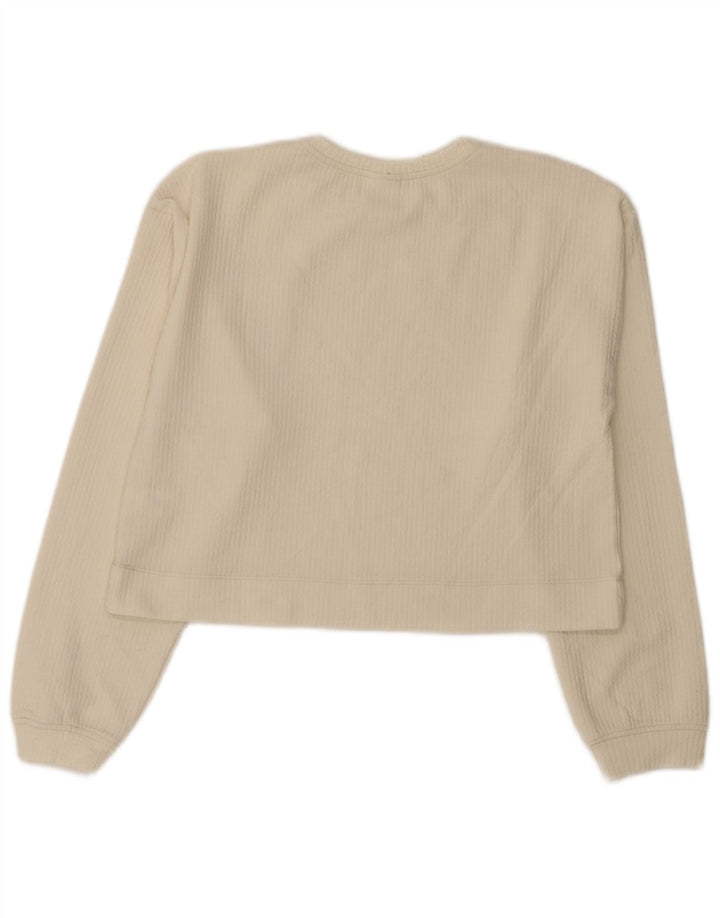 Zara Crop Graphic Top für Mädchen, langärmlig, 13–14 Jahre, weißes Polyester