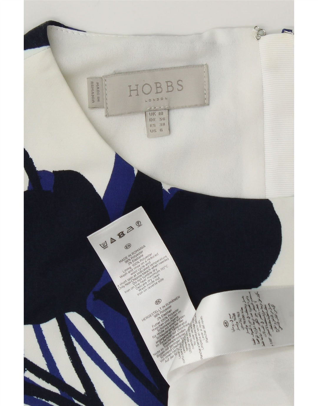 Hobbs Damen-Etuikleid, Größe S, Weiß, Blumenmuster, Polyester