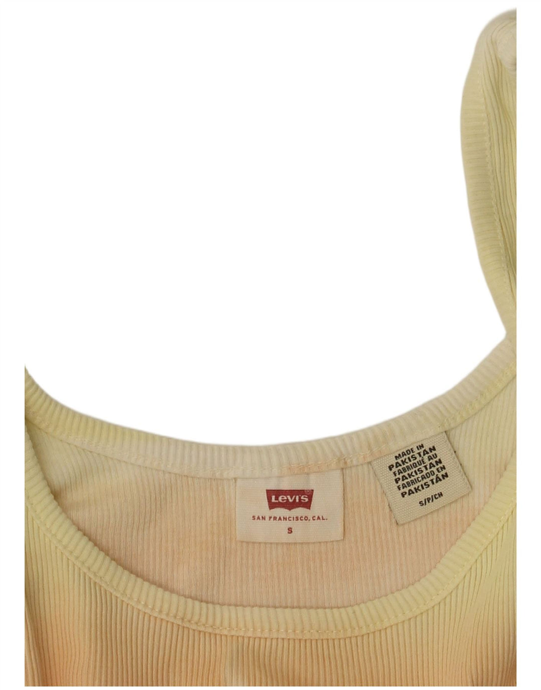 LEVI'S Damen Crop Vest Top UK 8 Small Gelb gestreift