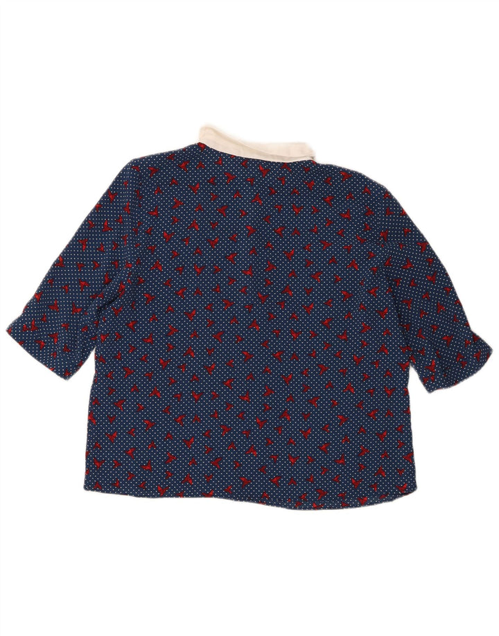 Zara Damen Trafaluc Blusenoberteil UK 14 Mittelblau gepunktetes Polyester