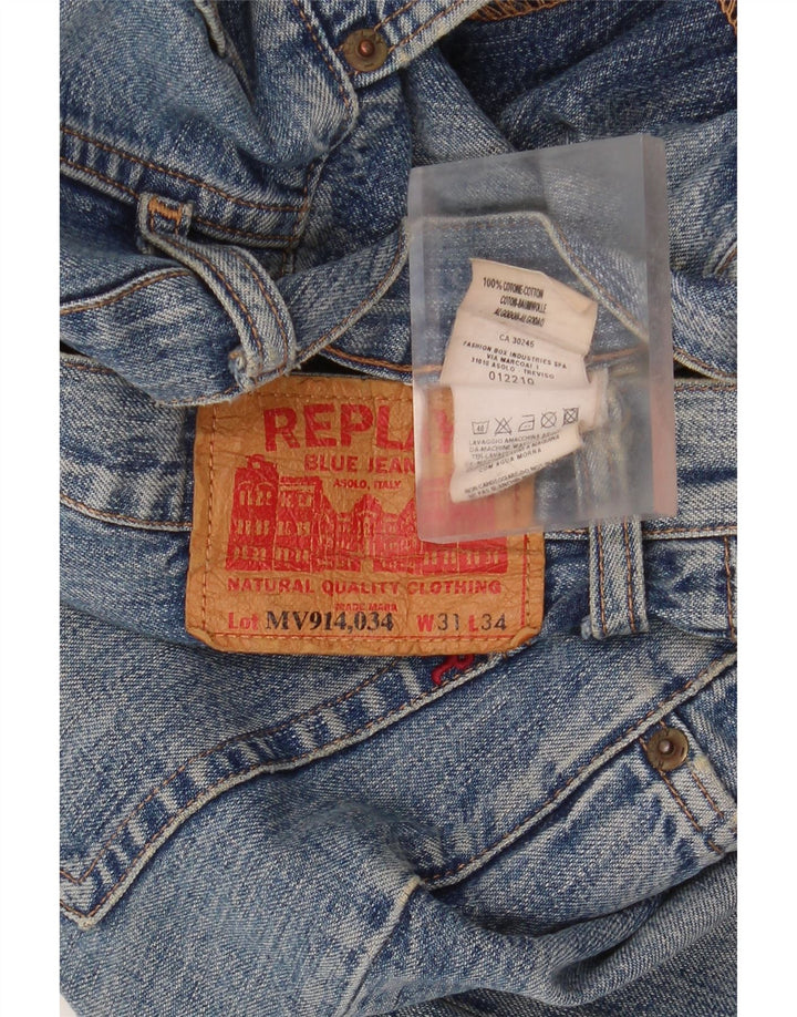 Replay Herren Straight Jeans W31 L34 Blaue Baumwolle