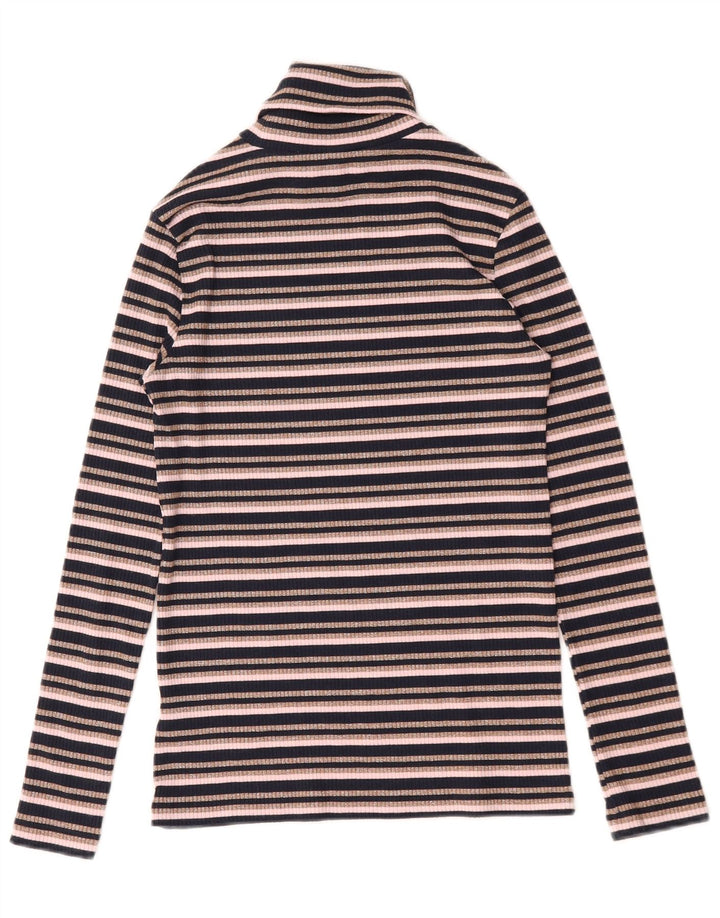 Marks & Spencer Damen Rollkragenoberteil Langarm UK 10 Small Schwarz gestreift