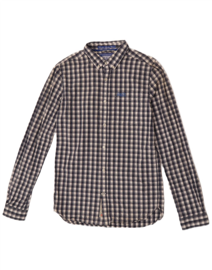 Superdry Herren-Hemd, klein, marineblau, kariert, Baumwolle