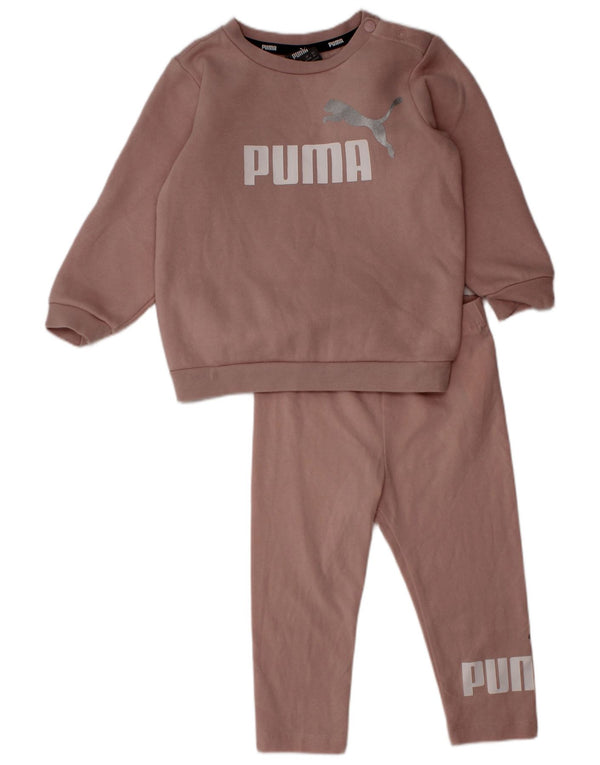 Puma Baby-Mädchen-Trainingsanzug mit Grafik, 9–12 Monate, rosa Baumwolle