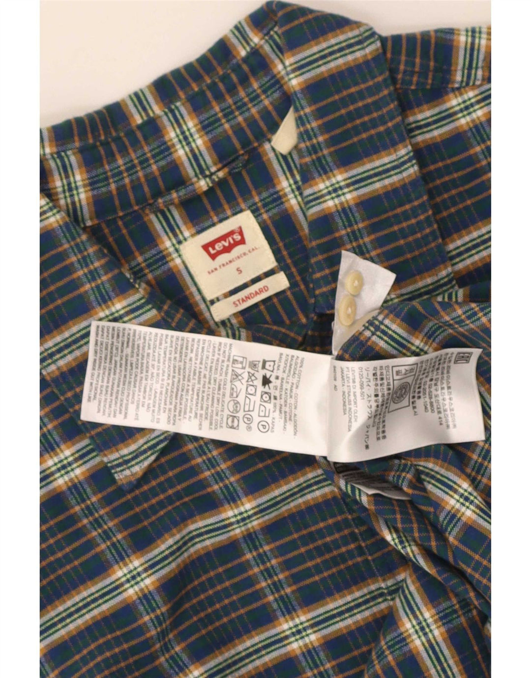 Levi's Herren-Standardhemd, klein, marineblau, kariert, Baumwolle