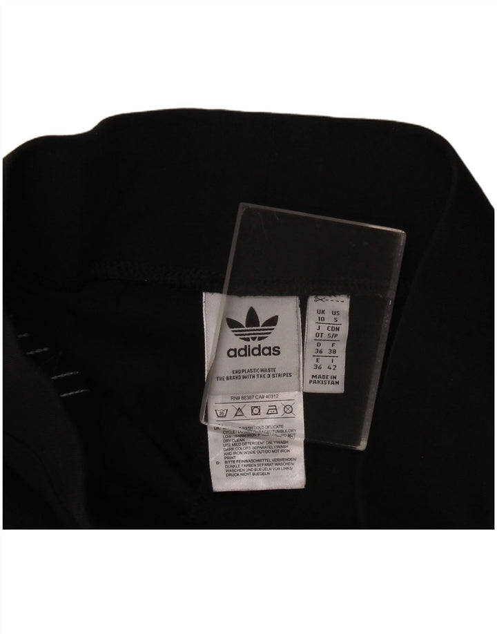 Adidas Damen Leggings UK 10 Small Schwarz Baumwolle