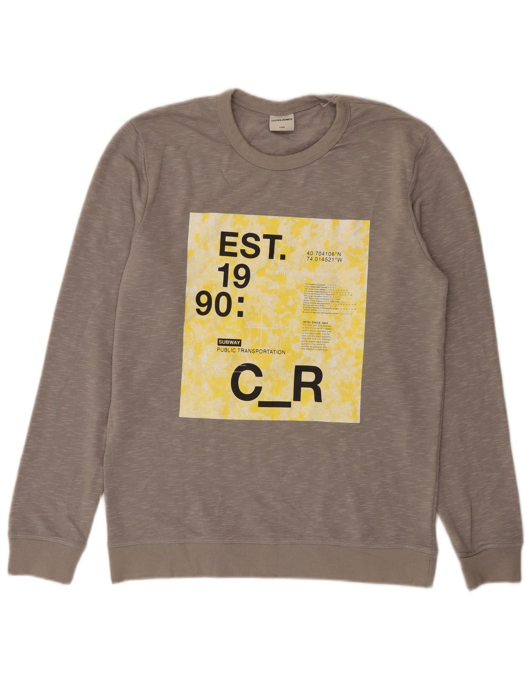 Jack & Jones Herren Grafik-Sweatshirt-Pullover Mittelgrau meliert