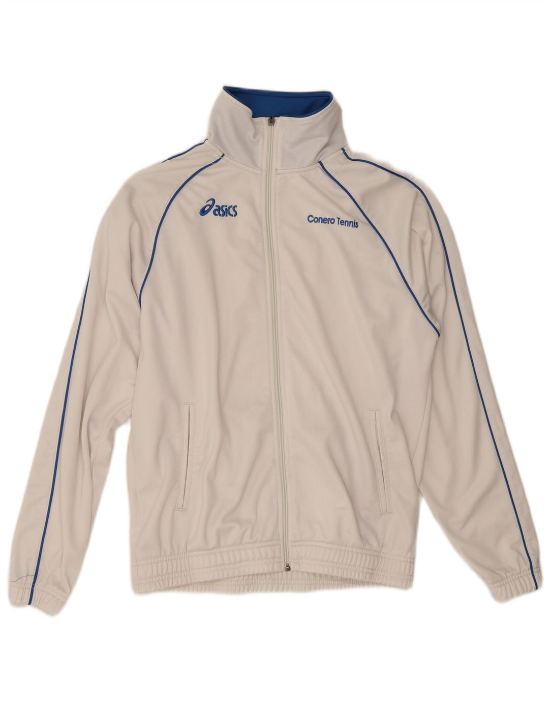 Asics Herren-Trainingsanzug-Oberteil, Jacke, Größe S, Weiß, Polyester