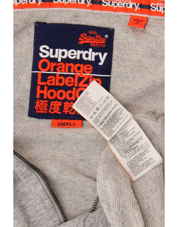 Superdry Herren-Kapuzenpullover mit Reißverschluss, klein, grau gefleckte Baumwolle