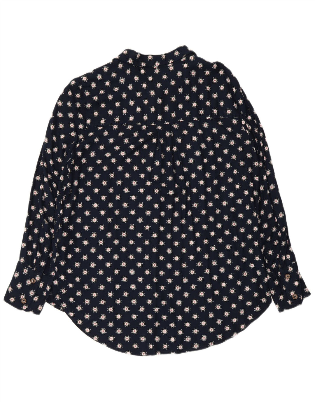 Marks & Spencer Damen-Hemdbluse UK 12 Mittelmarineblaue geblümte Viskose