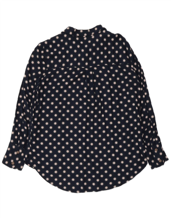 Marks & Spencer Damen-Hemdbluse UK 12 Mittelmarineblaue geblümte Viskose