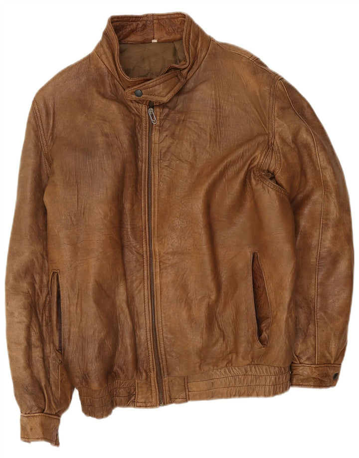 Vintage Herren Lederjacke IT 48 Mittelbraun