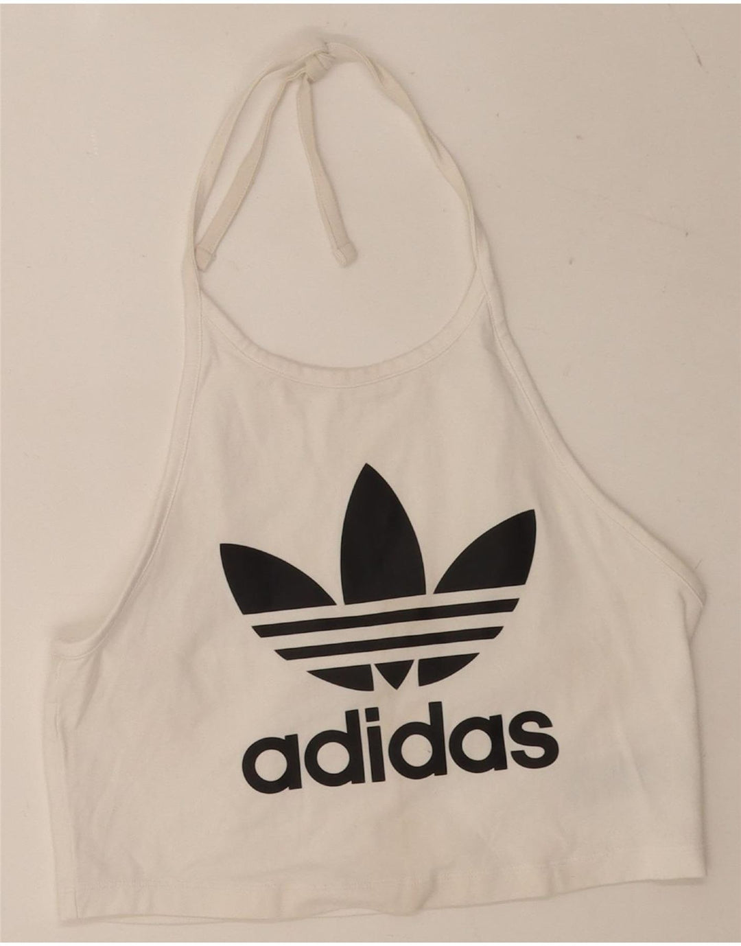 Adidas Damen Crop Graphic Halter Top UK 14 Mittelweiße Baumwolle