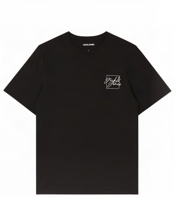 Jack & Jones Mens Graphic T-Shirt Top Medium Black Cotton