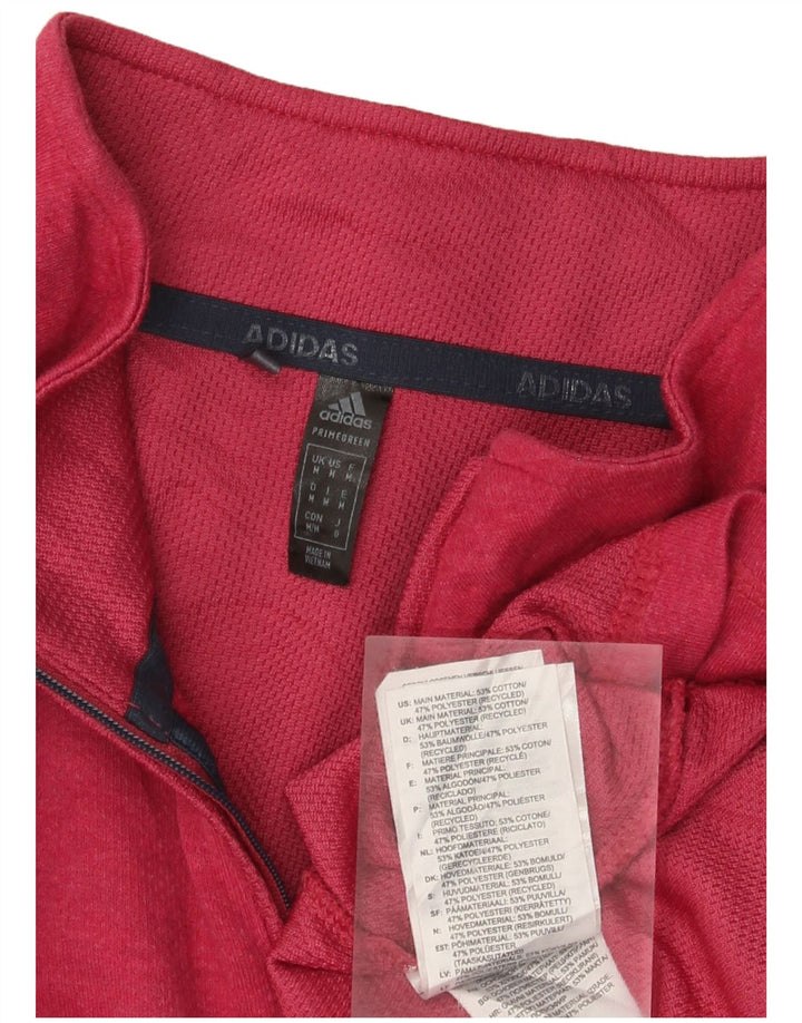 ADIDAS Herren-Pullover-Trainingsanzugoberteil mit Reißverschluss und Halsausschnitt aus mittelrosa Baumwolle