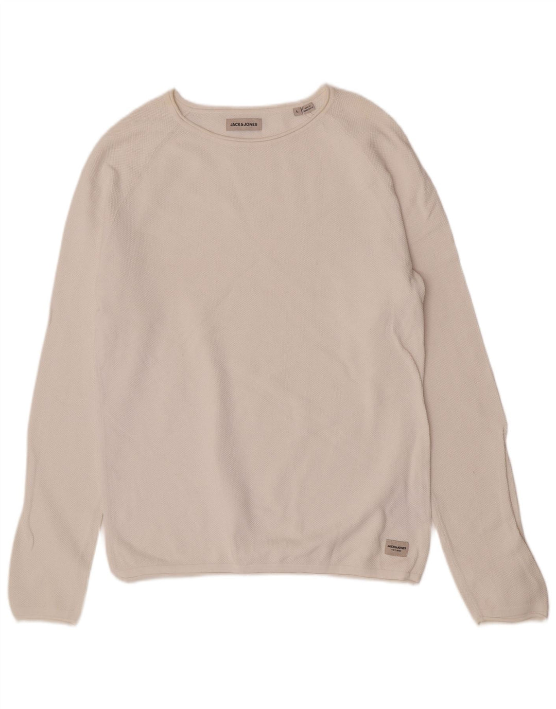 Jack & Jones Herren-Pullover mit U-Boot-Ausschnitt, groß, aus weißer Baumwolle