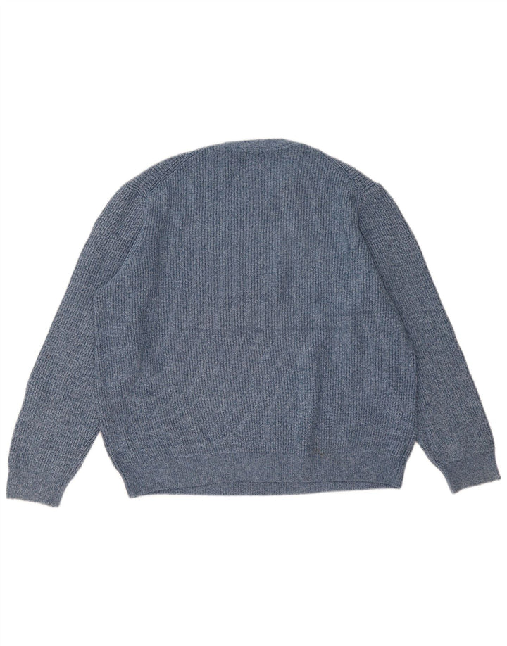 Marks & Spencer Herren-Pullover mit Rundhalsausschnitt, 2XL, blau geflecktes Polyamid