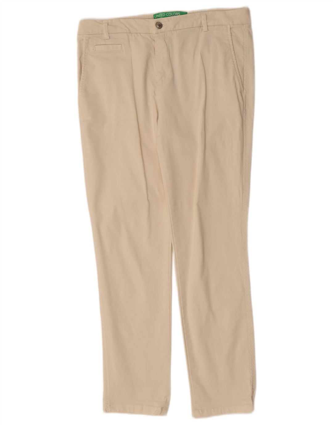 BENETTON Slim Chino-Hose für Damen, UK 12, M, W32, L28, gebrochenes Weiß, Baumwolle