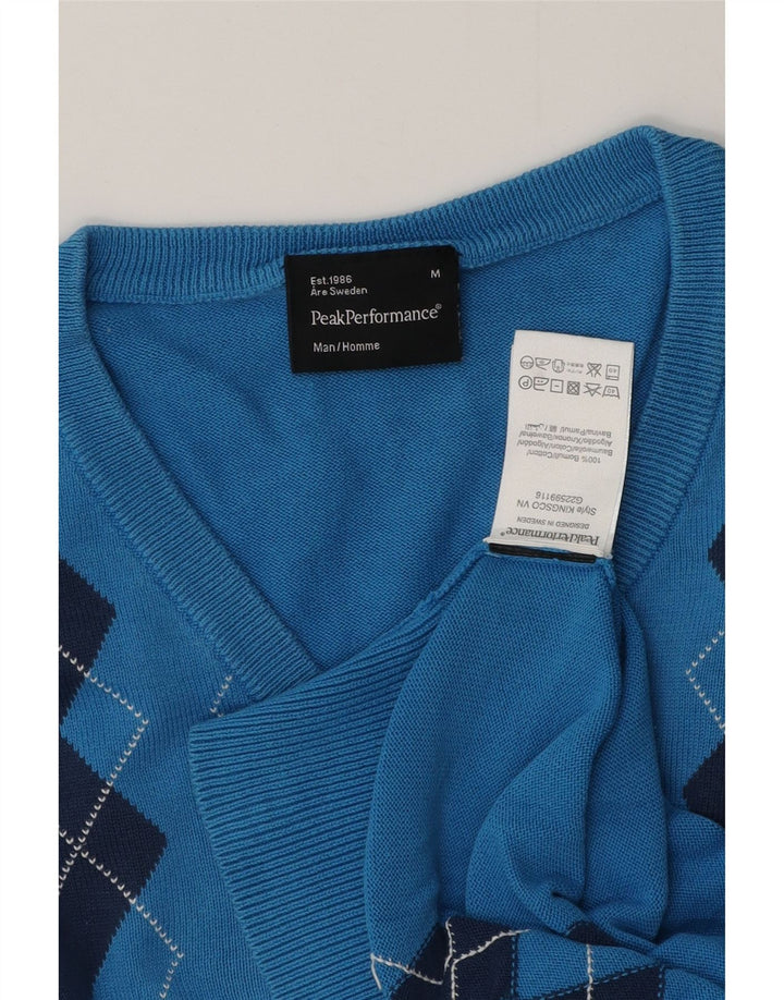 Peak Performance Herren-Pullover mit V-Ausschnitt, mittelblau, Argyle/Diamant