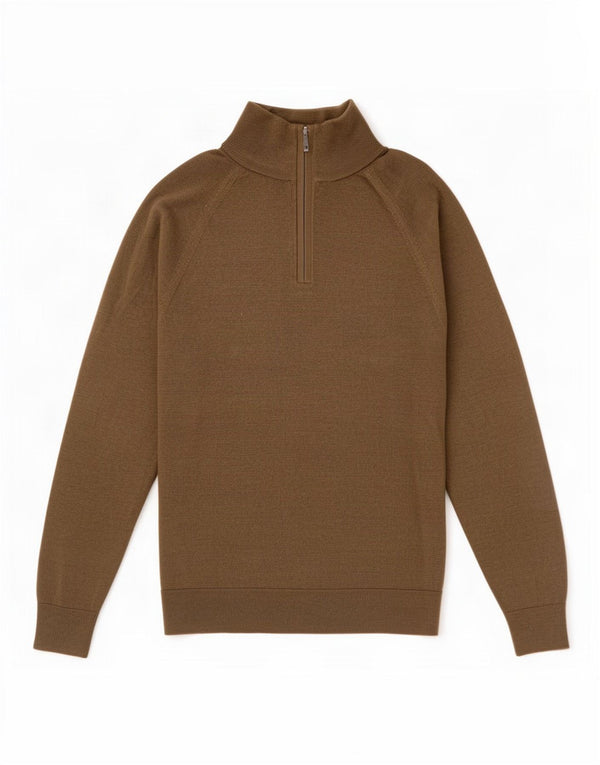 Gap Herren-Pullover mit Reißverschluss, XS, Khaki, Merinowolle