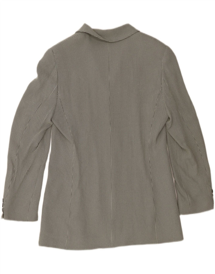 Marella Damen-Blazerjacke mit 3 Knöpfen, UK 14, Größe L, weiße Hahnentritt-Viskose