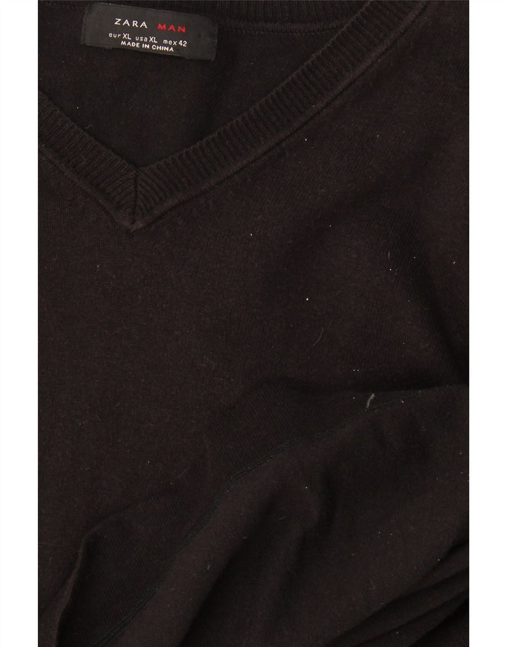 Zara Herren V-Ausschnitt Pullover Pullover XL Schwarz