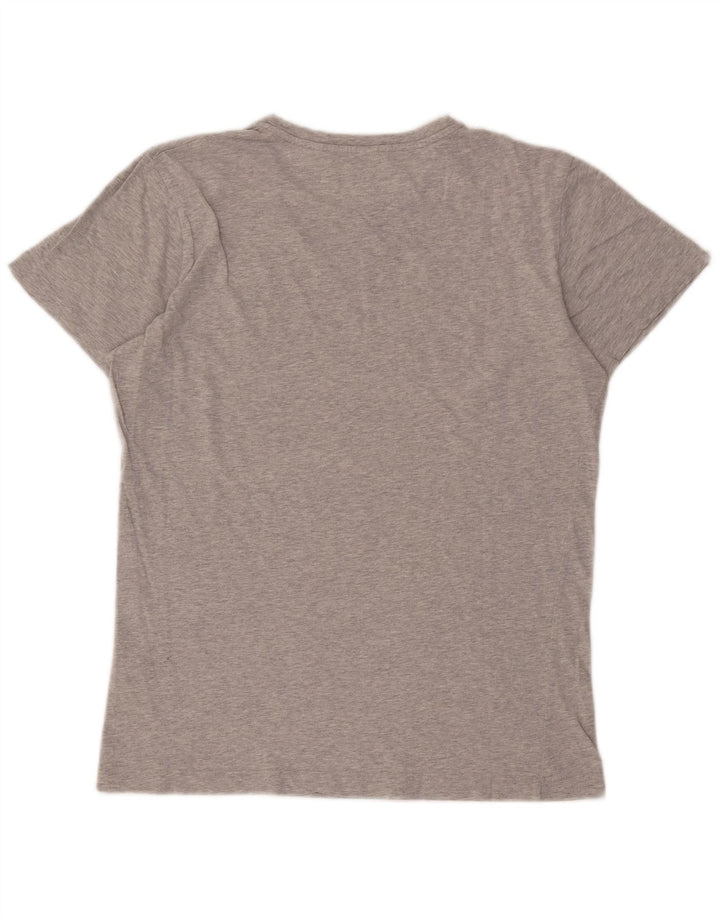 Diesel Herren Grafik-T-Shirt-Oberteil aus mittelgrau gesprenkelter Baumwolle