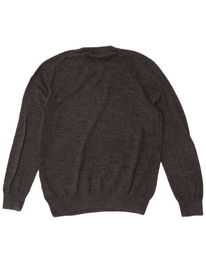 Marks & Spencer Herren-Pullover mit Rundhalsausschnitt, mittelgrau gesprenkelte Baumwolle