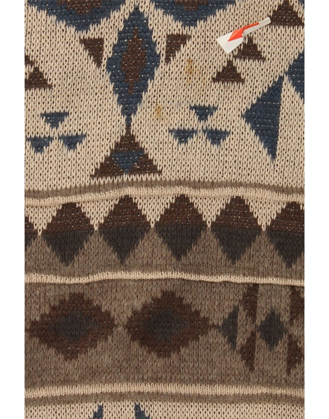 Vintage Herren Pullover mit Rundhalsausschnitt, groß, beige, geometrisch