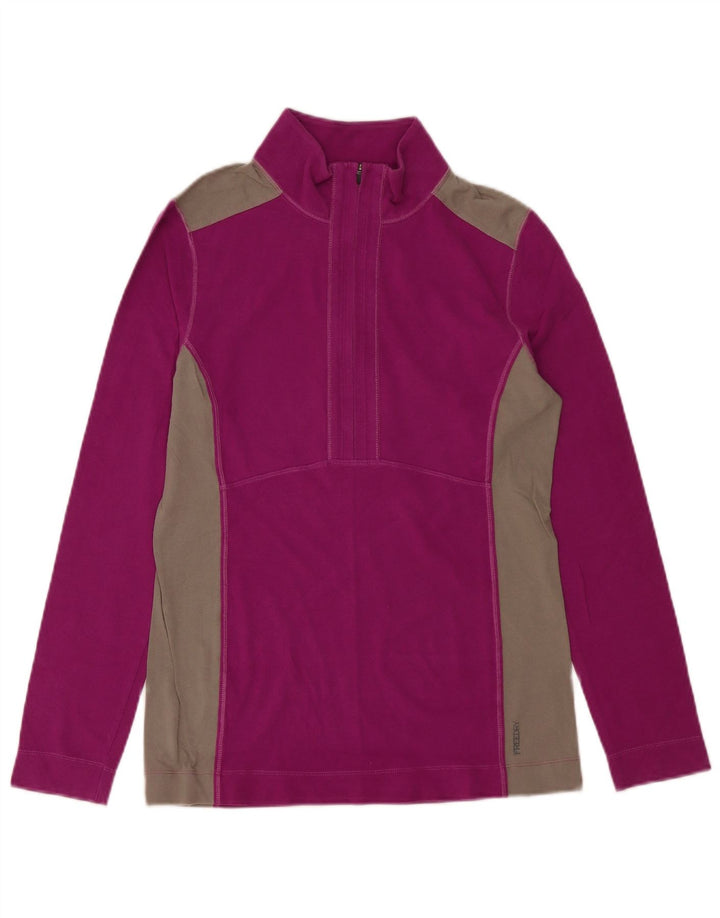 Eddie Bauer Damen-Oberteil mit Reißverschluss, langärmlig, UK 12, Mittelviolett, Farbblock