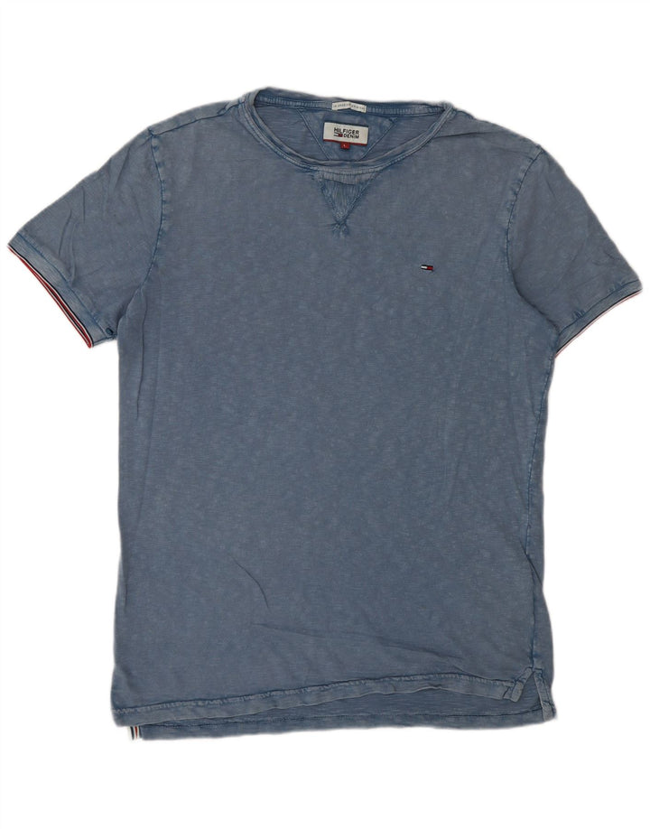 Tommy Hilfiger Herren T-Shirt Top Large Blau Baumwolle
