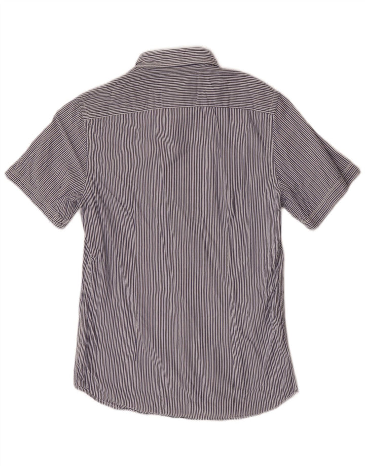 Marlboro Classics Herren Kurzarmhemd Mittelblau gestreift