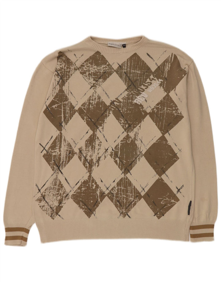 Angelo Litrico Herren-Pullover mit Rundhalsausschnitt, 2XL, Beige Argyle/Diamant